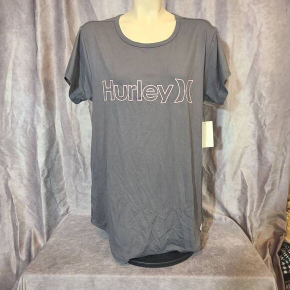 Hurley Grey & Pink Logo Soft & Cozy Tee Size Small - Picture 1 of 4